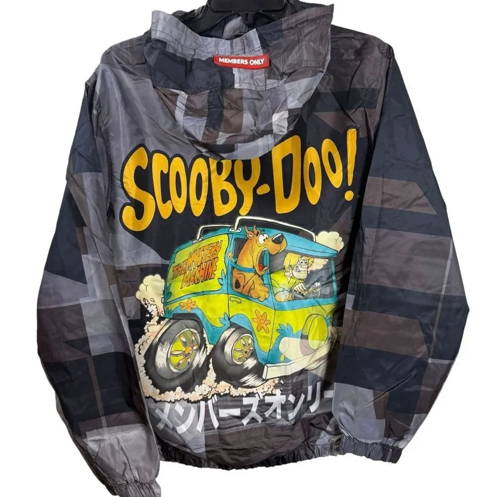 NWT Members Only Scooby Doo Windbreaker Unisex- Black & Gray Size Medium